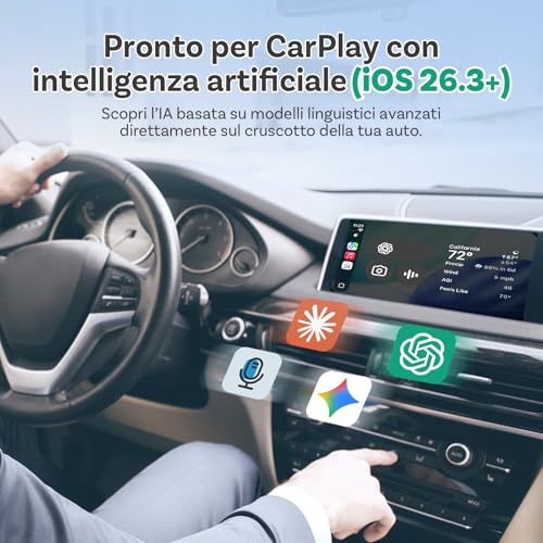OTTOCAST Play2Video Ultra, Adattatore CarPlay Wireless & Android Auto Adattator con Netflix YouTube WiFi 6 5G Bluetooth 5.4 Adattatore CarPlay Netflix per la maggior parte delle auto dal 2016