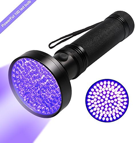 Black Light UV Flashlight - KORADA UV Black light Flashlights 100 LED 395 nm UV Detector Light for Dog Cat Urine, Pet Stains, Bed Bugs, Scorpions, Machinery Leaks Inspection