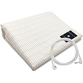 Grounding Sheet Queen 10% Silver Fiber Conductive Grounding Well Mat with 15ft Cable Organic Cotton for Better Sleep Increase Energy 60x80in