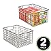 mDesign Metal Wire Food Storage Basket Organizer with Handles for Organizing Kitchen Cabinets, Pantry Shelf, Bathroom, Laundry Room, Closets, Garage - Concerto Collection - 2 Pack - Bronze