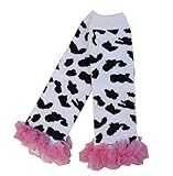 Baby Light Pink Ruffles Cow Printed Leg Warmers