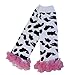 Baby Light Pink Ruffles Cow Printed Leg Warmers