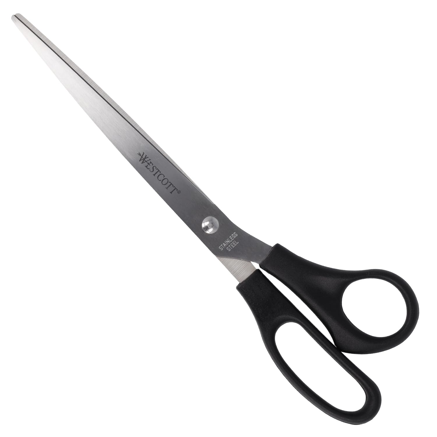 Westcott Schere 10" (25,4 cm) Schwarz, Büroschere mit schwarzen Kunststoffgriffen, Extrascharfe Klinge, rostfreier Edelstahl, Papierschere, Haushaltsschere, Bastelschere, E-31111 00