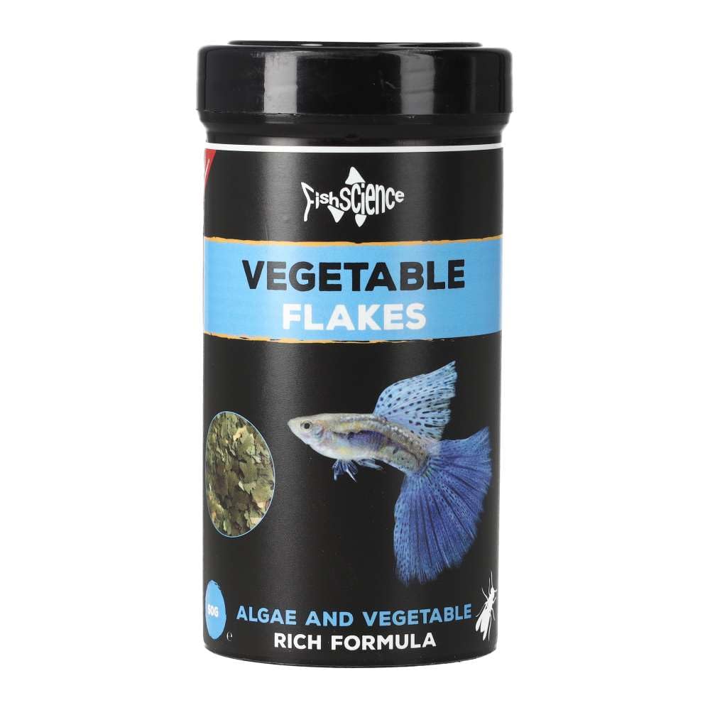 FishScience Vegetable Flakes 50g | Complete Algae & Plant-Based Diet with Spirulina, Chlorella, Kelp, Spinach, Pea, Paprika, Insect Meal, Garlic, Omega-3 & Vitamins for Healthy Vibrant Fish