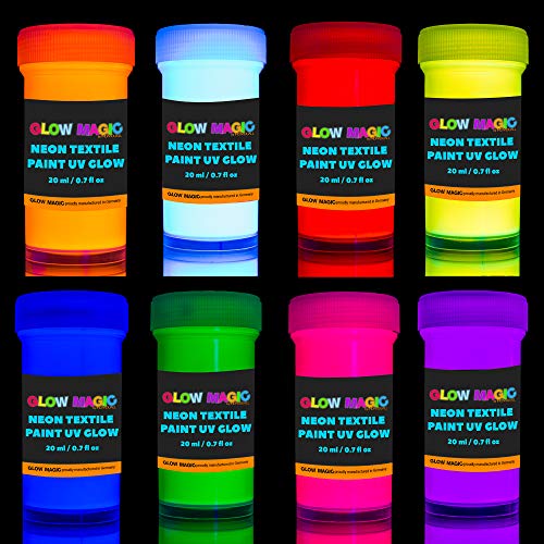 individuall Glow Magic Fabric UV Paint Set Set of 8 Neon Textile