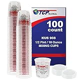 Custom Shop Brand (Full Case of 100 Each - 1/2 Pint (8oz) Paint Mixing Cups) - Cups Have Calibrated Mixing Ratios on Side of Cup BOX of 100 Cups