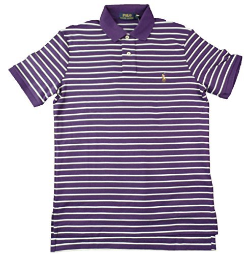 Polo Ralph Lauren Men's Pony Logo Striped Interlock Polo Shirt (L, Plum Candy/MC Pony)