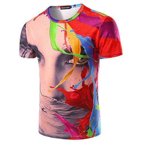 What Lees Mens Unisex Hipster 3D Digital Fashion Graphic Printing T Shirts B056