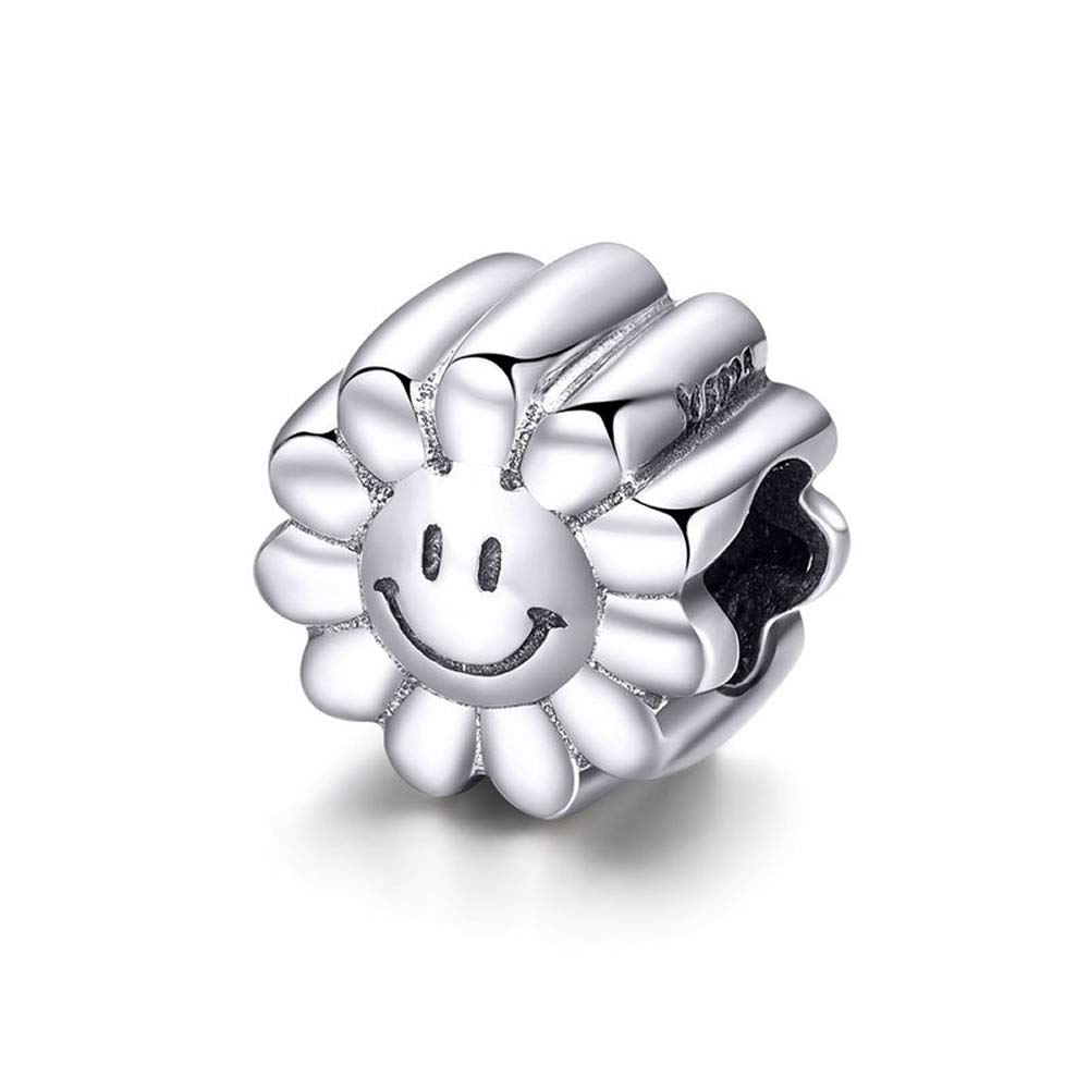 Bijoux Blu Silver Sunflower Smile Authentic 925 Sterling Silver Smile Sunflower Sunny Face Charms Beads fit Original Bracelets DIY Jewellery Making