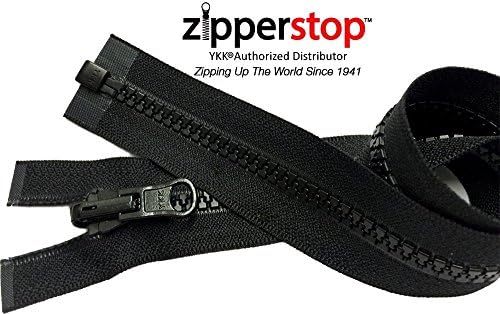 YKK -Ski & Sport Vislon Jacket Zipper Reversible Slide YKK #5 Molded Plastic Separating Black - Made in USA (Custom Length -17 inches)