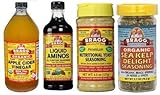 Bragg's Nutritional Variety Collection Includes: Apple Cider Vinegar, Liquid Amino Acids, Nutritional Yeast Seasoning, and Organic Herbs And Spices Seasoning - Sea Kelp