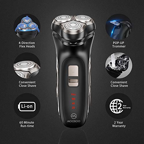 Electric Shaver for Men MOOSOO Electric Razor 3D Rotary Shaver with