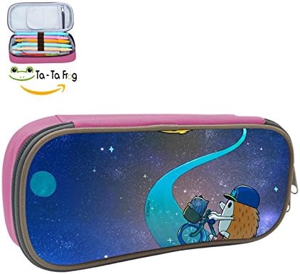 ERNIU Step on the Moon Pencil Case, Homecube Large CapacityPouch Durable Students Stationery Two Big Pockets With Double Zipper