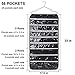 Hanging Jewelry Organizer, McoMce Double Sided 56 Pockets Jewelry Organizer with Zippered Pockets, Necklace Holder Jewelry Chain Organizer for Earrings Necklace Bracelet Ring with Hanger, Blac