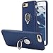 iPhone 8 Plus Case with Ring, WXY Anti-Slip Carbon Fiber Grain Magnetic Chuck Case for Apple iPhone 7 Plus Silicone Compatible with Magnetic Car Mount Stand Dark Blue