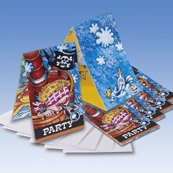 6 Einladungskarten mit Umschlägen, Piraten