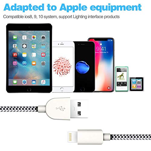 image for TNSO Phone Cable 5 Pack [3/3/6/6/10FT] Extra Long Nylon Braided USB Ch