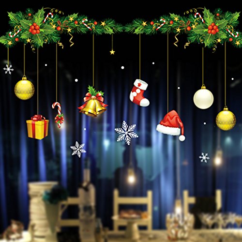 Ivenf Christmas Static Window Cling Decor Decal Sheet, Hanging Ornaments