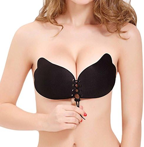 Suremate Adhesive Push Up Bra With Drawstring, Invisible Strapless Bra Black &amp; Nude For Women …