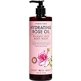 PHARM TO TABLE Hydrating Rose Oil Body Wash for Women and Men - Hydrates and Brightens the Skin, Sulfate Free, 100% Cruelty Free, 480ml
