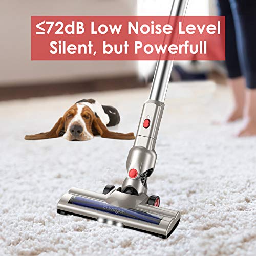 Comfyer Cordless Vacuum Cleaner, 2 in 1 Bagless Stick Vacuum, 8Kpa Multi-Cyclonic Suction & LED Power Brush, Lightweight Handheld Vacuum with HEPA Filter, 22.2V Detachable Battery and Wall Mount
