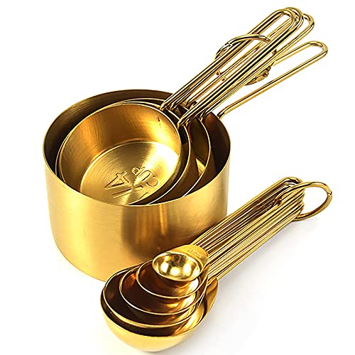 TOPZEA Set of 9 Stainless Steel Measuring Cups and Spoons Set ...