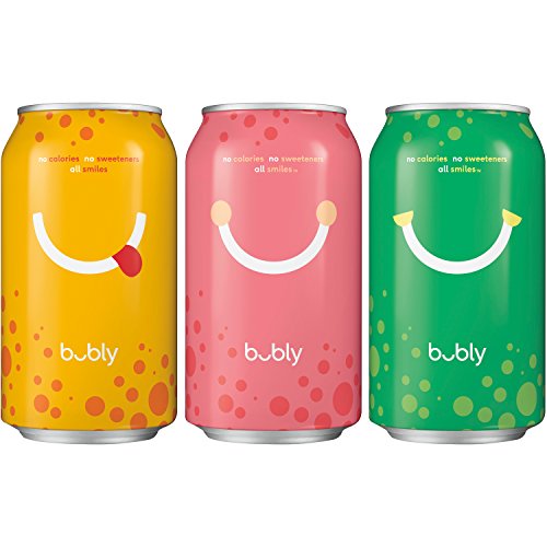 bubly Sparkling Water, 3 Flavor Variety Pack, 12 Ounce Cans (18 Count