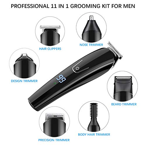 GOOLEEN Beard Trimmer for Men Cordless Mustache Trimmer Hair Trimmer 11 in 1 Grooming Trimmer Kit for Nose Ear Facial Hair Precision Trimmer Hair Clippers Body Groomer Waterproof USB Rechargeable