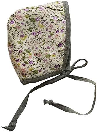 Baby Bonnet Country Hat Reversible Dual Side Linen, Cotton Floral Combinations Evy Collection Bonnets