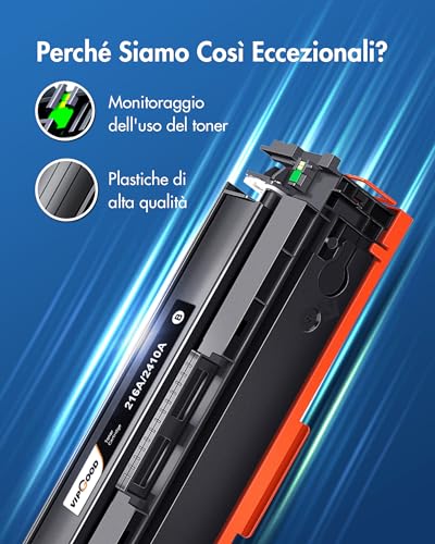 VIPGOOD 216A (With Chip) Compatible Toner Cartridges for HP 216A for HP Color LaserJet Pro MFP M183fw M182n M182nw M183fdw M155dw M155nw W2410A W2411A W2412A W2413A (Black Cyan Yellow Magenta, 4-Pack)