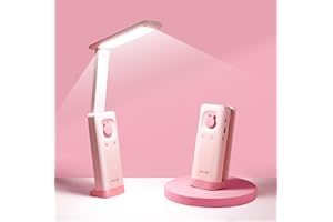 VAVOFO Cute Desk Lamp, Foldable & Portable LED Lamp with 6000mAh Rechargeable Battery, 3 Color Modes, USB-C Cordless Study Lamp for Bedroom, Office, Kids Room (Pink)