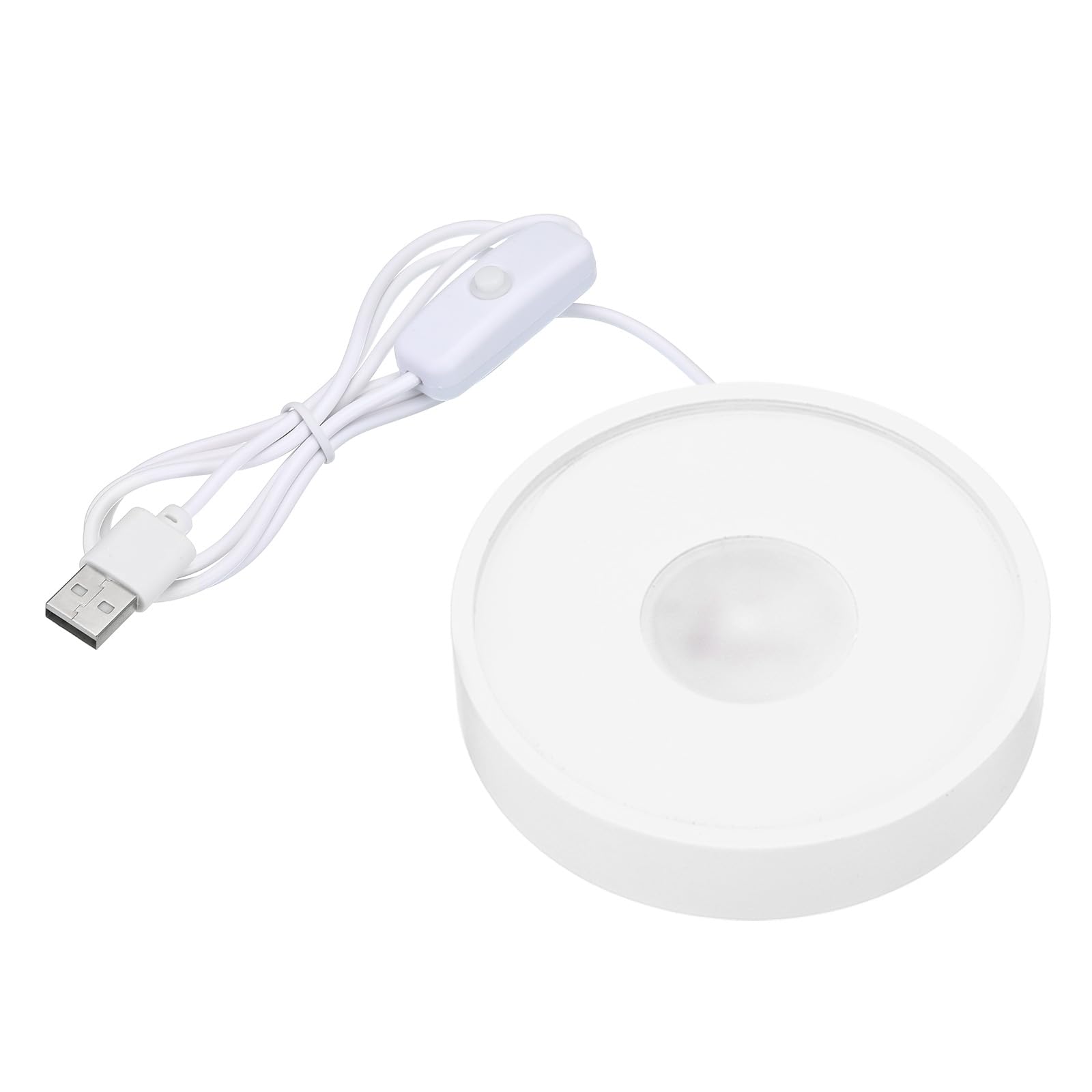 PATIKIL 4 Inch Wooden LED Light Base, Wood Light Display Base Stand Lighting with Switch for 3D Crystal Glass Aroma Stone Art, White, Warm White Light — image 1