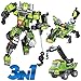 Robot STEM Toy Creative Set| 3 in 1 Transforming Action Rescue Figures Bots Construction Building Toys for Boys Ages 6-12 Years Old | Best Toy Gift Idea for Kids (Green)