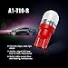 SIRIUSLED Super Bright 1W 360 Degree Projector LED Bulbs for Interior Car Lights Gauge Instrument Panel Dome Map Side Marker Door Courtesy License Plate T10 168 192 194 2825 W5W Red