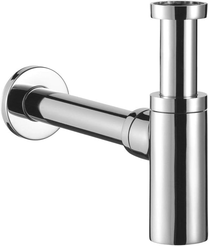 Designer Washbasin Siphon Cylindrical Chrome-Plated Brass