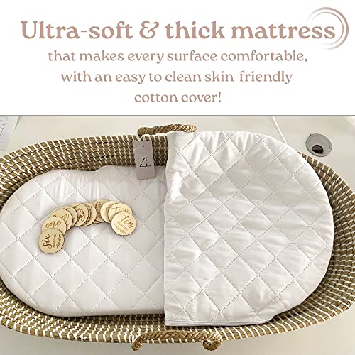 ZEAL'N LIFE Baby Changing Basket with Wooden Calender and 02 Waterproof Covers Handmade