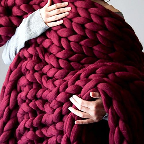 Chunky Knit Blanket/Chunky Merino Throw/Sofa Throw/Merino Wool Blanket/Knitted Throw Blanket Wedding Birthday Gift Idea 39"x39" (#1)