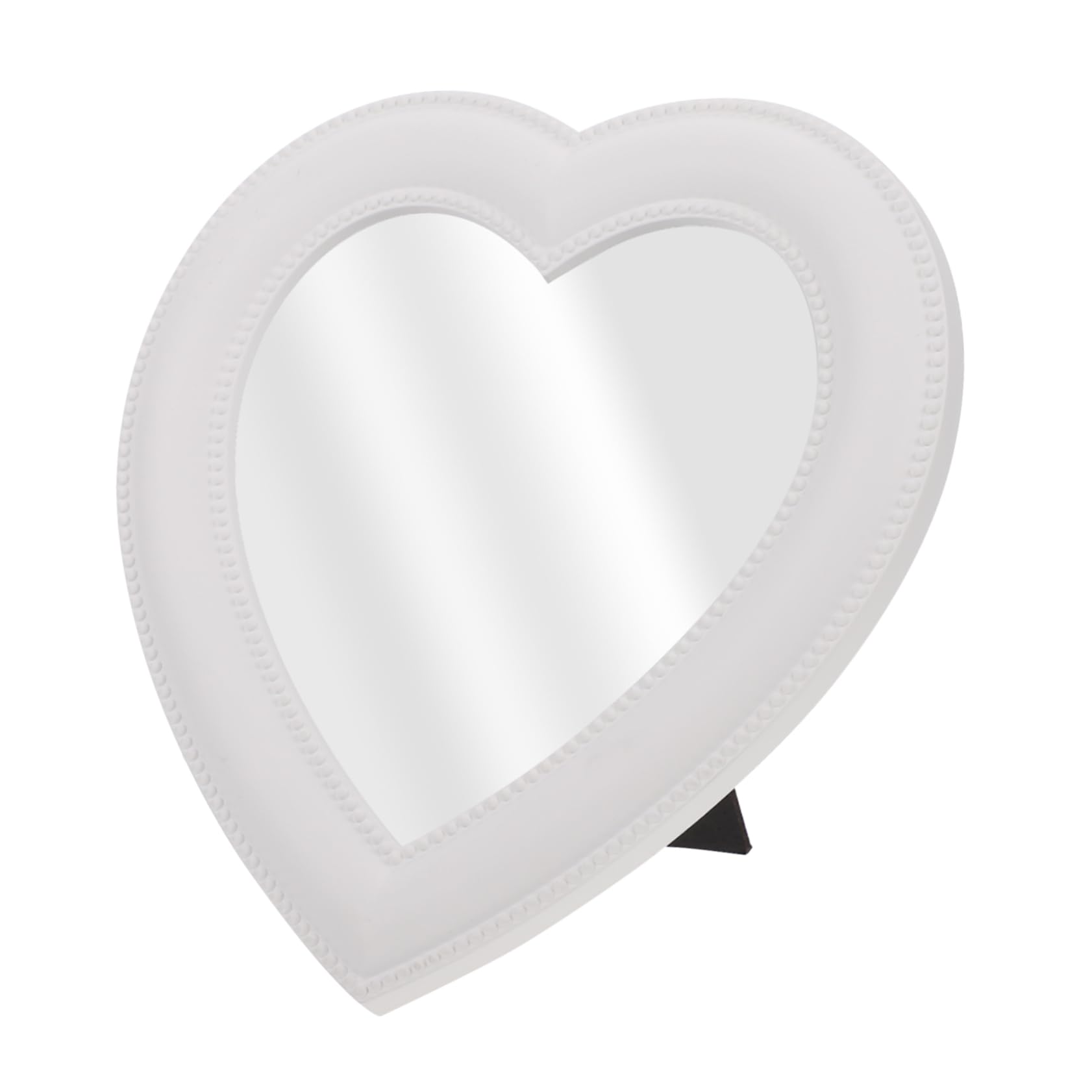Artibetter 1pc Heart-shaped Cosmetic Mirror Vanity Mirror for Desk White Stand Vertical Dresser Dressing Table Mirror Travel Makeup Mirror Heart Decorative Mirror Pvc White Love Heart Mirror