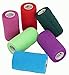 Elasti-Wrap 4 Inch Breathable, Self-Adherent, Self Adhesive Cohesive Bandage Vet Wrap Assorted Colors (6, 12, 18 & 24 Packs) (6 Rolls)
