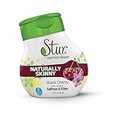 Stur - Skinny (5pck) Black Cherry - Natural liquid drink mix for HUNGER CONTROL, with Fiber and Saffron - makes 100 servings, water enhancer, Non-GMO, sugar-free, calorie-free.