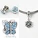 N'joy Rhinestone Birthday Charms Beads, Assorted Crystal Clap, Stoper, Dangle Pendant, Fit European Bracelet, Birthstone (16PCS Flower, March, December-Aquamarine)