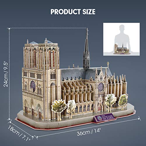 CubicFun National Geographic 3D Puzzle for Adults Kids Notre Dame de Paris Model Kits France Architecture Gothic Cathedral Model Building Puzzles with Booklet, Gifts for Woman Men, 128 Pieces