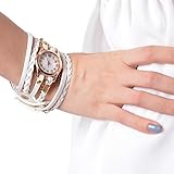 Godagoda Women Multilayer Weave Wrap Link Leather Bracelet Quartz Wrist Watch