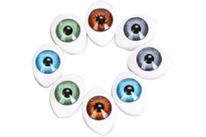 Oval Hollow Doll Eyes Reusable Plastic Eyes 5mm Acrylic Doll Eyes Eyeballs for DIY Dolls Mask 8 Pieces 4 Colors Practical Tre