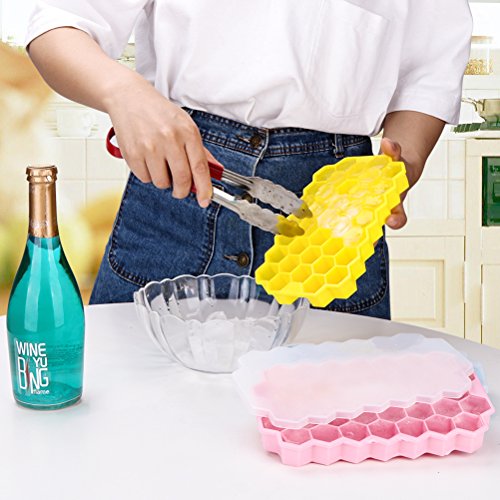 Silicone Ice Cube Trays 5 pack -Easy-Release and Flexible Ice Trays with Spill-Resistant Removable Lid, LFGB Certified and BPA Free, Stackable Durable and Dishwasher Safe - Thumbnail 4