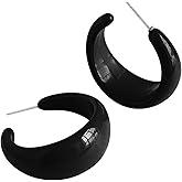 Lovely C shaped Acrylic Earrings, Candy Colored Dome Hoop Earrings for Women Spring Summer Trendy Jewelry