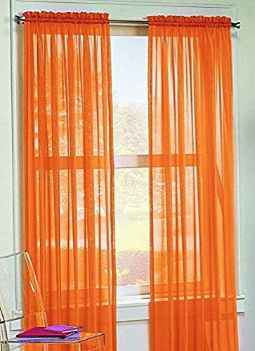 Window Treatments - Jasmine Linen 2 Piece Sheer Luxury Curtain Panel Set for Kitchen/Bedroom/Backdrop 84