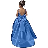 DailyValley Satin Flower Girl Dresses for Wedding Bow-Knot Pageant Dresses Princess Formal Party Gown for Girls