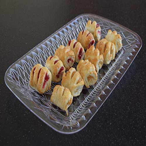 Plastic Serving Tray Disposable Cupcake Stand Clear Reusable Food Platter Appetizer Display Set of 2 (16 x 10) - Thumbnail 7