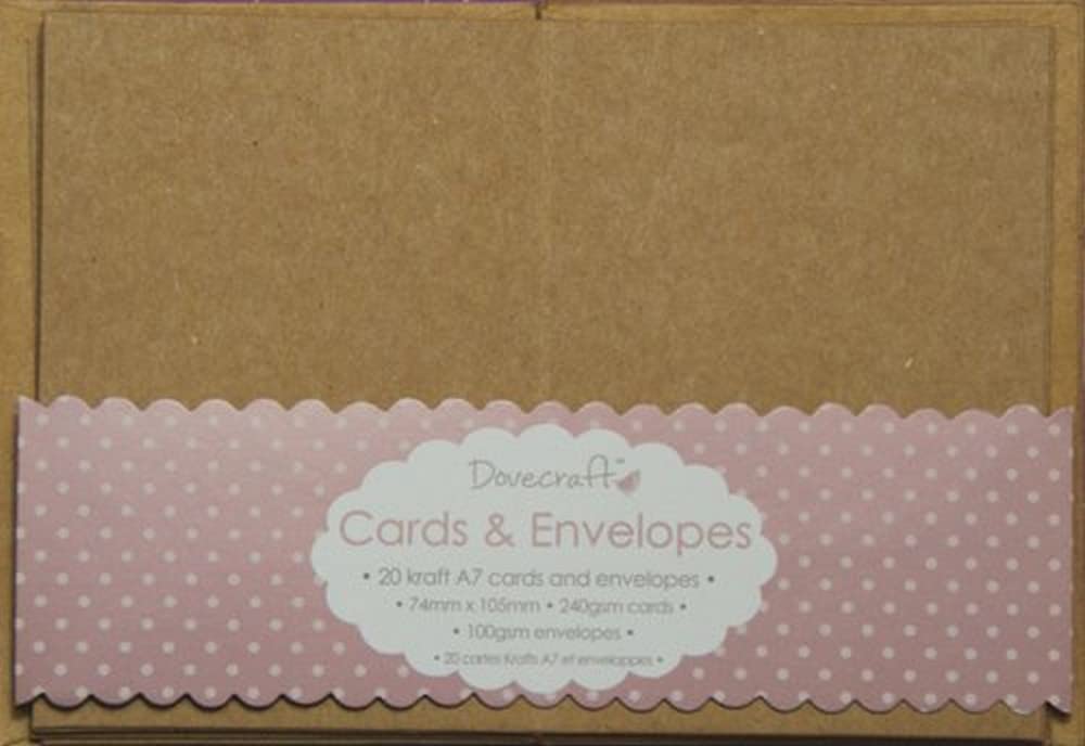 Trimcraft DCCE030 Dovecraft Essentials-Mini Cards & Envelopes-A7 Cream (20 Pack), paper, Brown